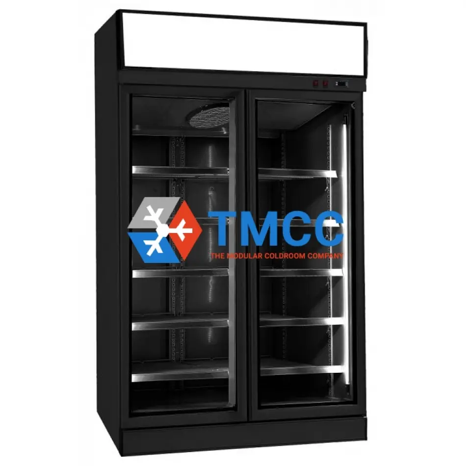 2 Door Glass Display Freezer, 960 LTR | Black