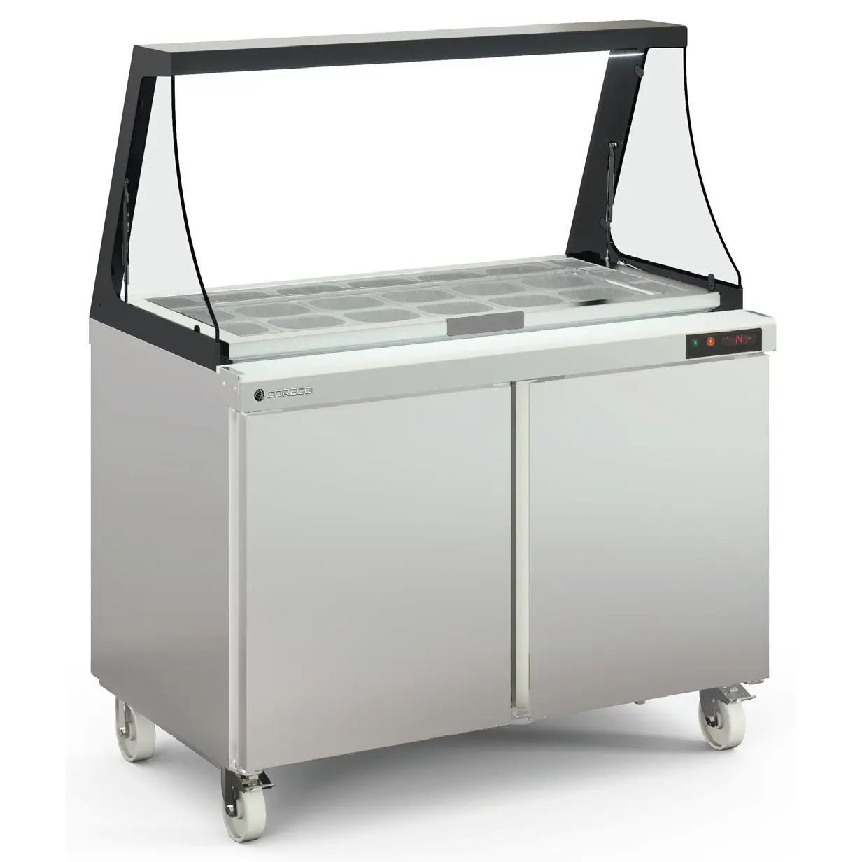 Saladette Counter with Liftable Glass Lid