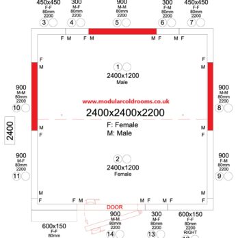 Walk In Coldroom 2400 x 2400 x 2200mm |Volume 10.2m³| Panels 80mm | With Cooling Unit