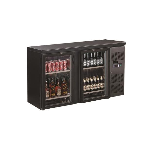 Black 2 Glass Door Backbar Cooler 350L