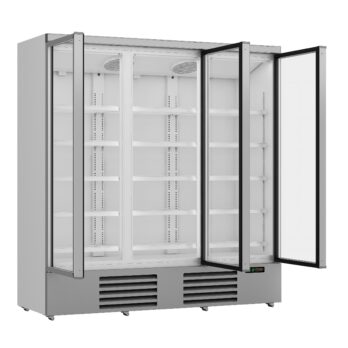 White Upright 3 Glass Door Fridge 1000L