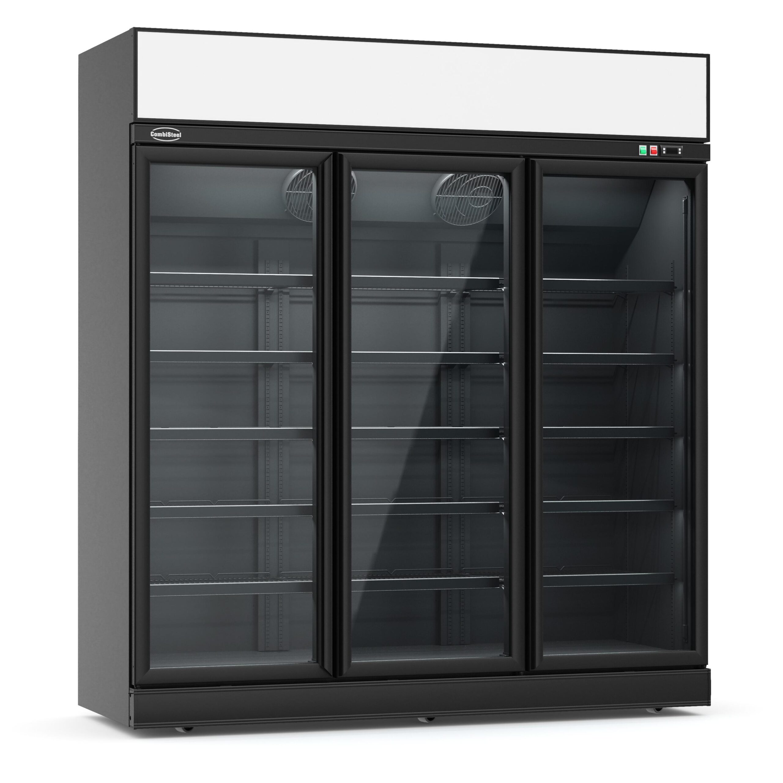 Black Upright 3 Glass Door Freezer 1530L