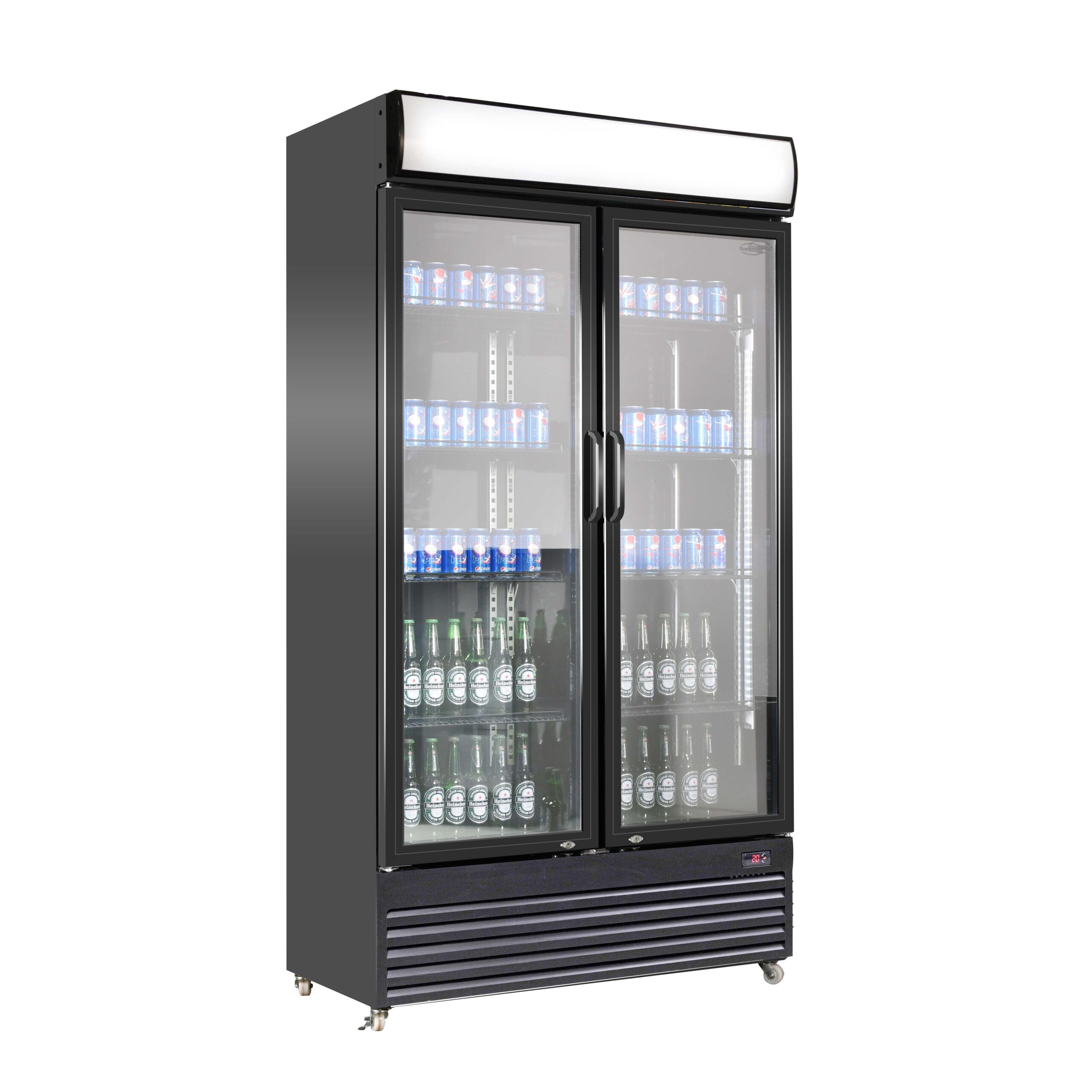 Upright 2 Door Glass Fridge 780L Black