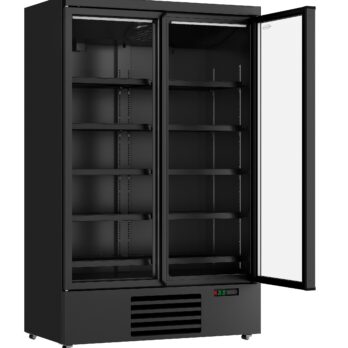 Double Glass Door Retail Refrigerator – Black, 1000L 