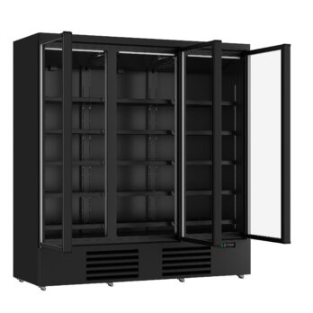Black 3-Door Glass Display Refrigerator