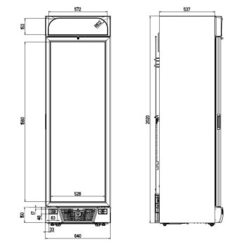Freezer Glass Door 382l Blk Can