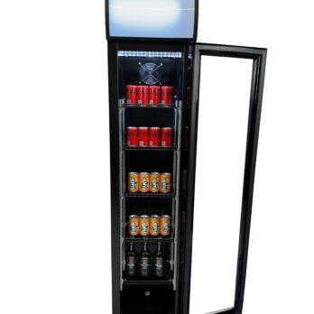 Glass Door Fridge Slim Black