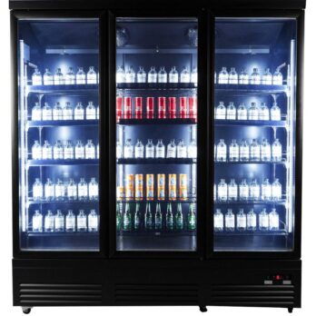 Refrigerator 3 Glass Doors Black