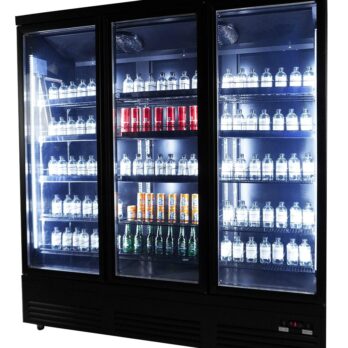 Refrigerator 3 Glass Doors Black