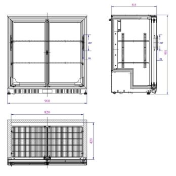 208L Backbar Cooler with 2 Sliding Doo