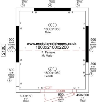 Chill/Freezer Room 1800 x 2100 x 2200mm |6.5m3| Room Only| 80mm