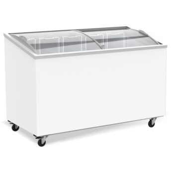 front facing chest freezer with a glass lid