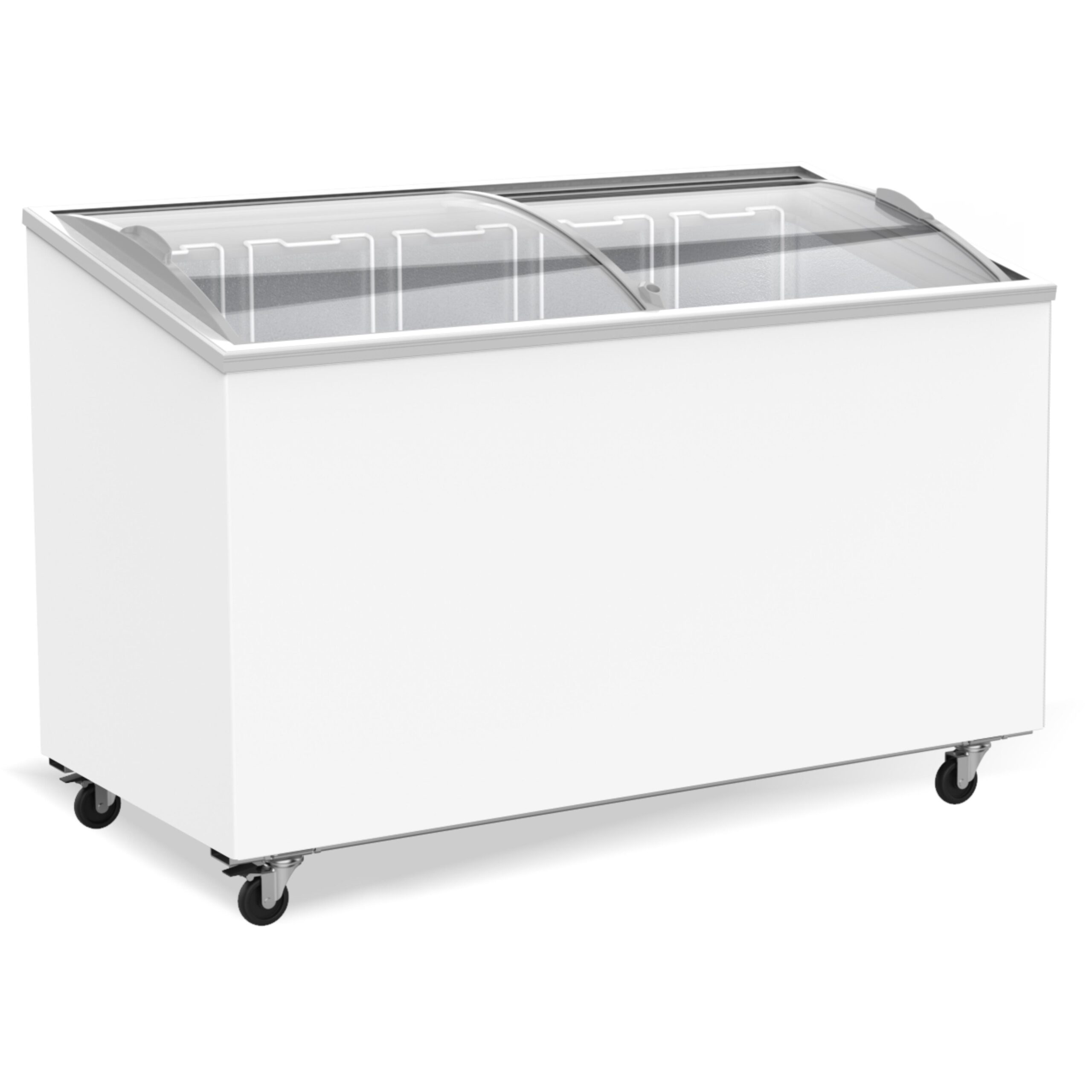 front facing chest freezer with a glass lid