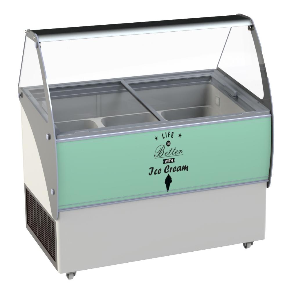front facing ice cream display