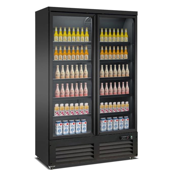 Refrigerator 2 Glass Doors Black